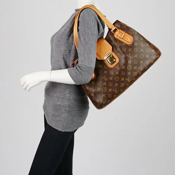 Louis Vuitton Mirage Griet Red & Brown Monogram Tote Bag w Buckle - Picture 1 of 17